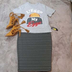 NWT Black & White Stripe Pencil Skirt size XL